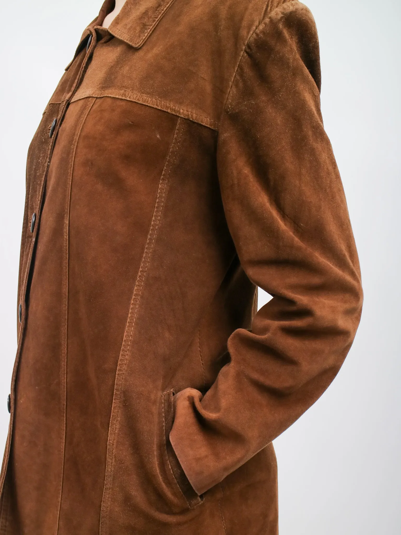 1990s Brown Suede Button Front Jacket