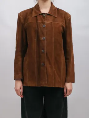 1990s Brown Suede Button Front Jacket