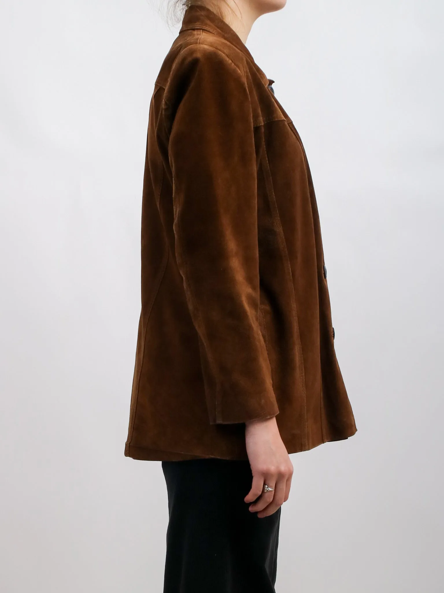 1990s Brown Suede Button Front Jacket