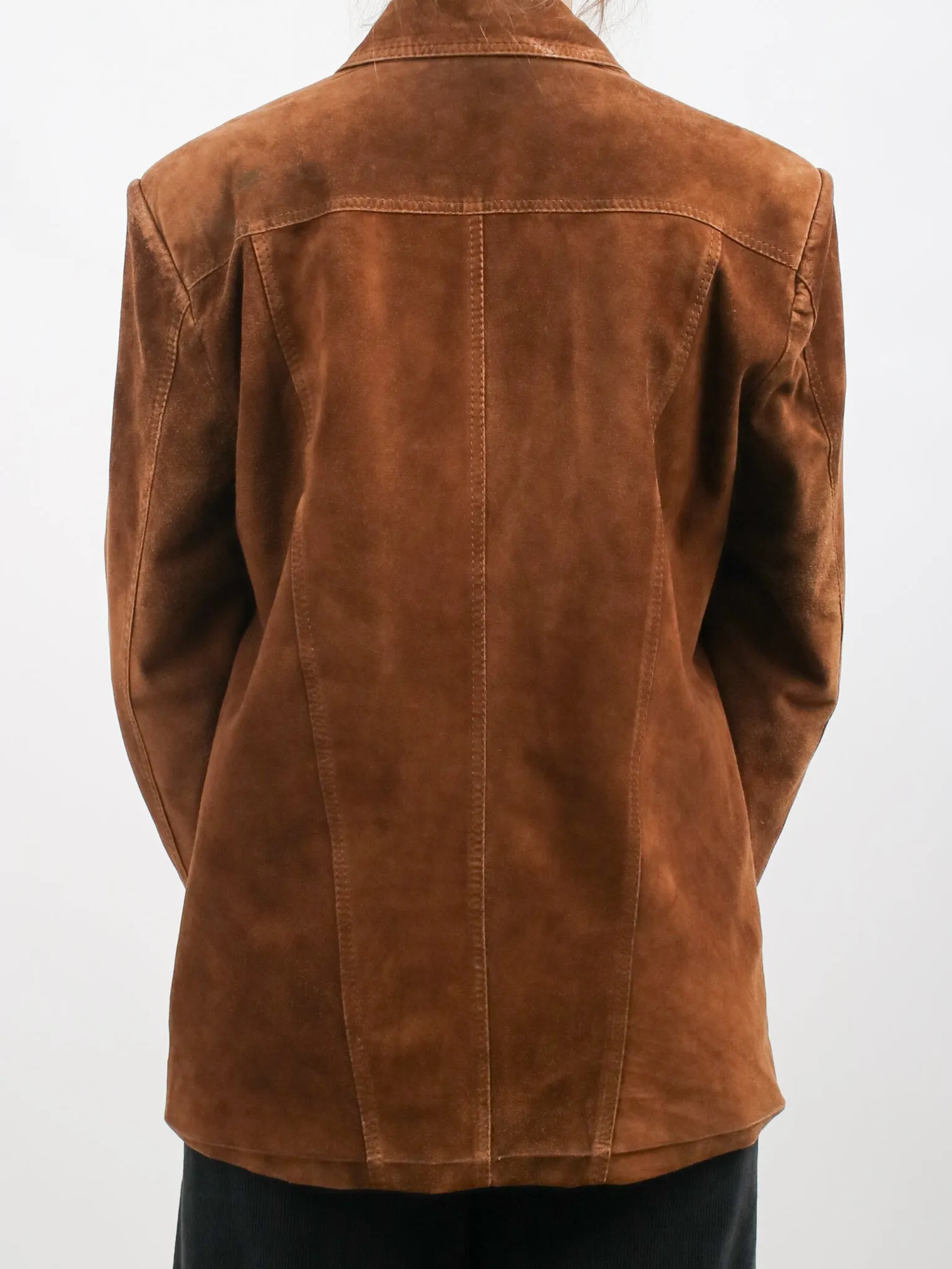 1990s Brown Suede Button Front Jacket
