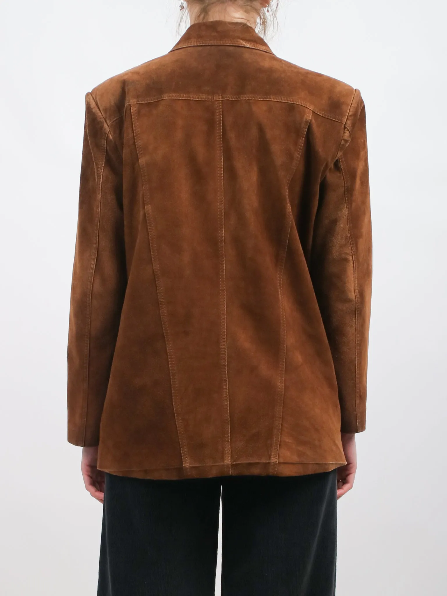 1990s Brown Suede Button Front Jacket