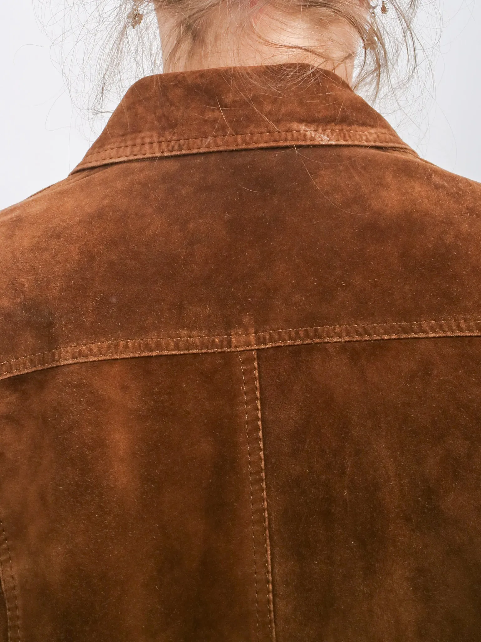 1990s Brown Suede Button Front Jacket
