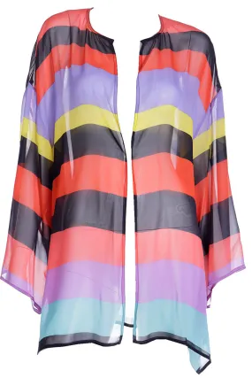 1993 Isaac Mizrahi Gene Meyer Collaboration Open Front Silk Striped Top