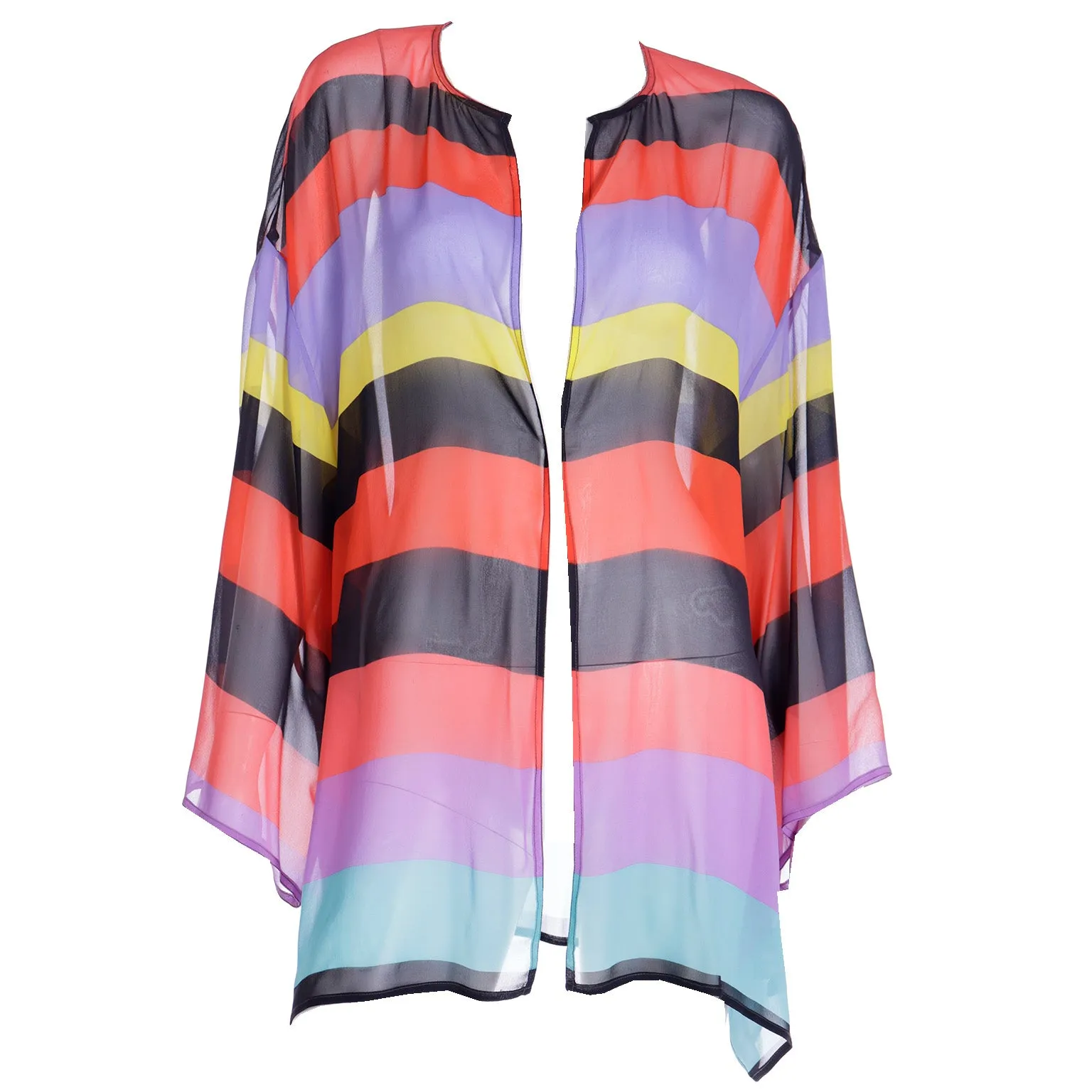 1993 Isaac Mizrahi Gene Meyer Collaboration Open Front Silk Striped Top