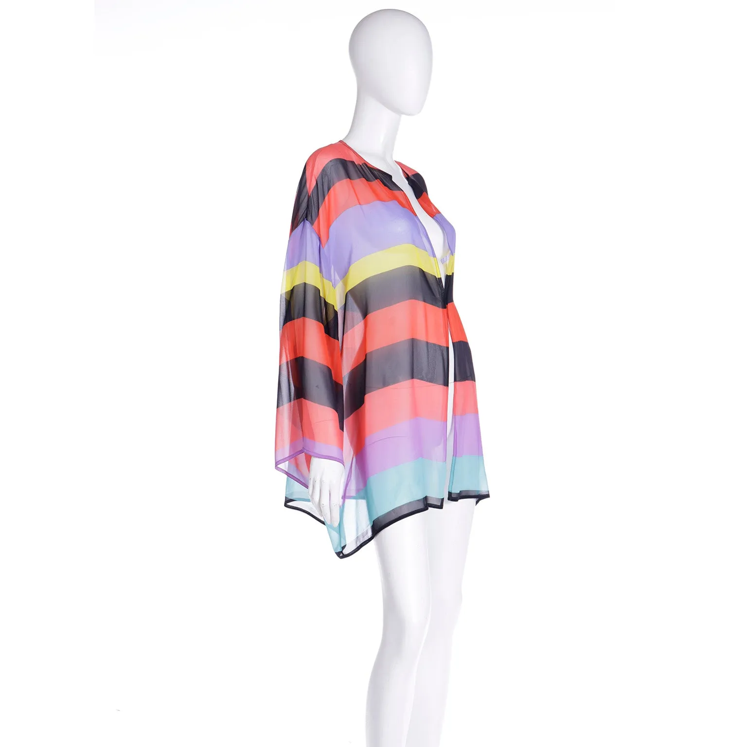1993 Isaac Mizrahi Gene Meyer Collaboration Open Front Silk Striped Top