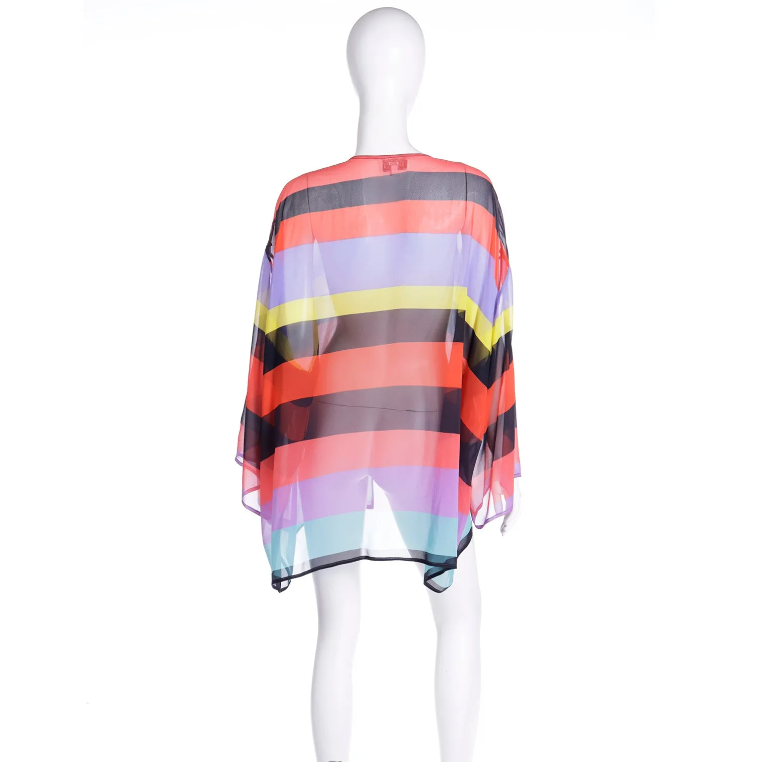 1993 Isaac Mizrahi Gene Meyer Collaboration Open Front Silk Striped Top