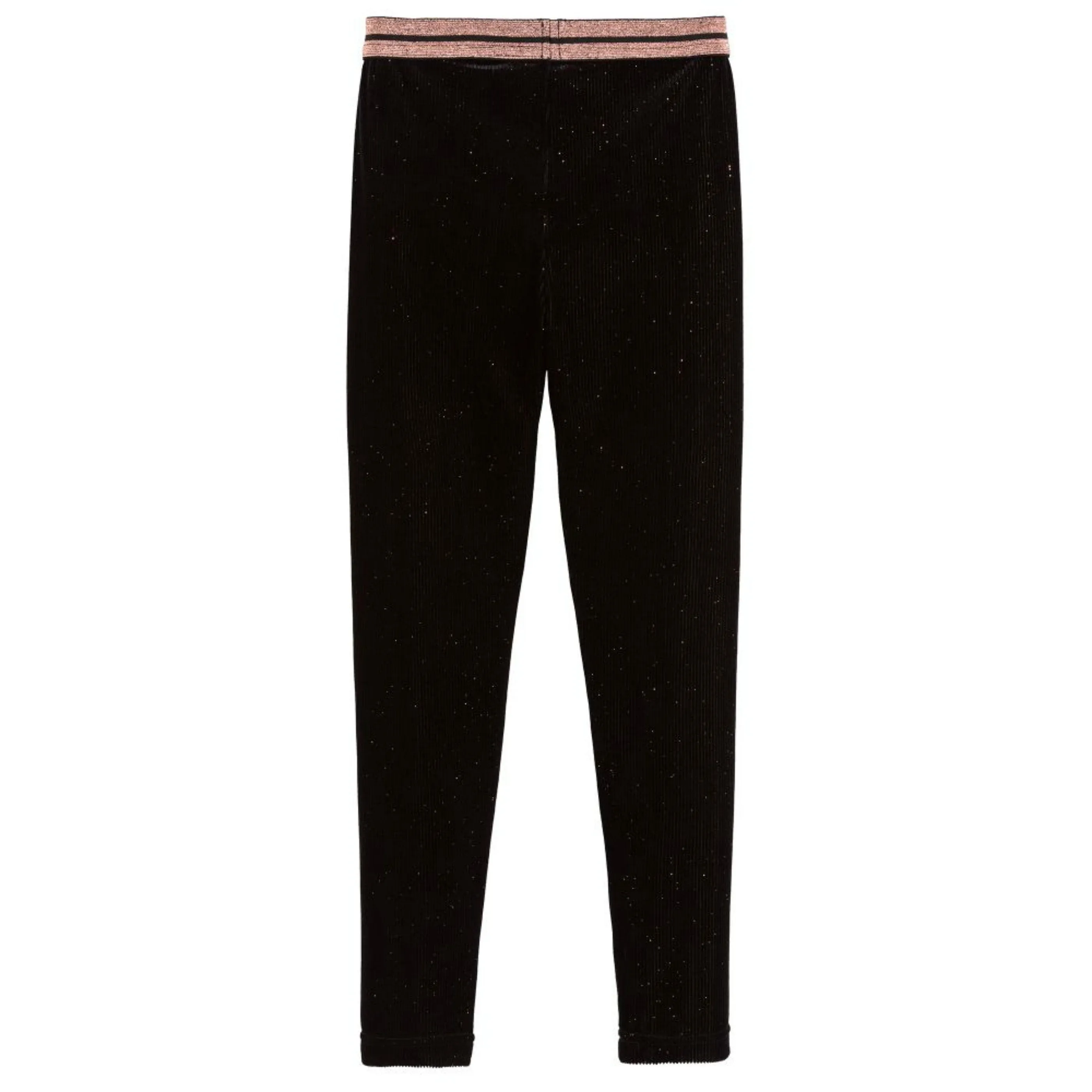 3Pommes Girls Sparkly Black Velour Corduroy Leggings