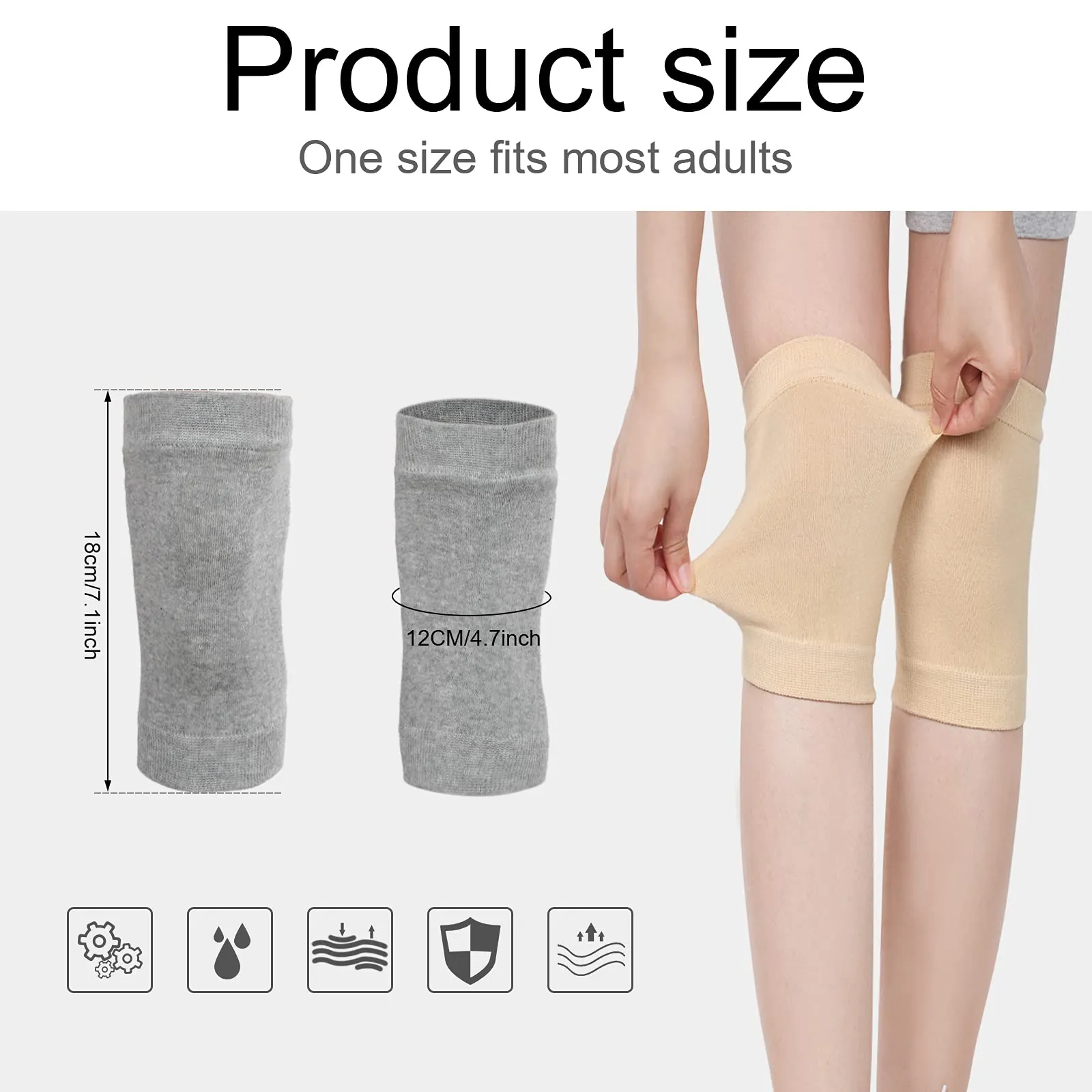 4 Pairs Knee Warmers for Women Men Arthritic Knee Braces Sleeve Supports Knee Compression Sleeve, Leg Warmer Winter Cycling Ski Running Knee Brace Pad Sleeve (White, Black, Nude Color, Gray) White, Black, Nude Color, Gray