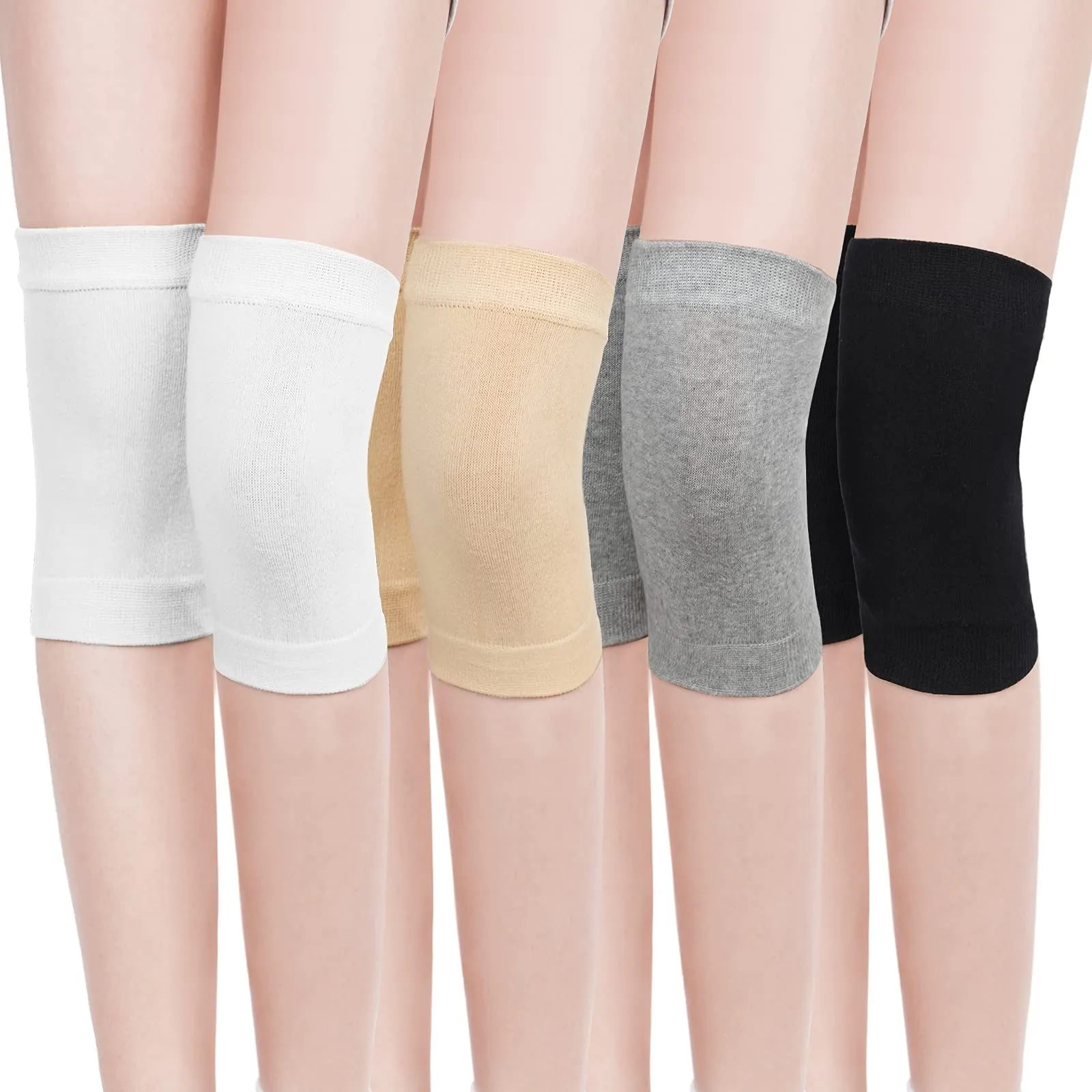4 Pairs Knee Warmers for Women Men Arthritic Knee Braces Sleeve Supports Knee Compression Sleeve, Leg Warmer Winter Cycling Ski Running Knee Brace Pad Sleeve (White, Black, Nude Color, Gray) White, Black, Nude Color, Gray