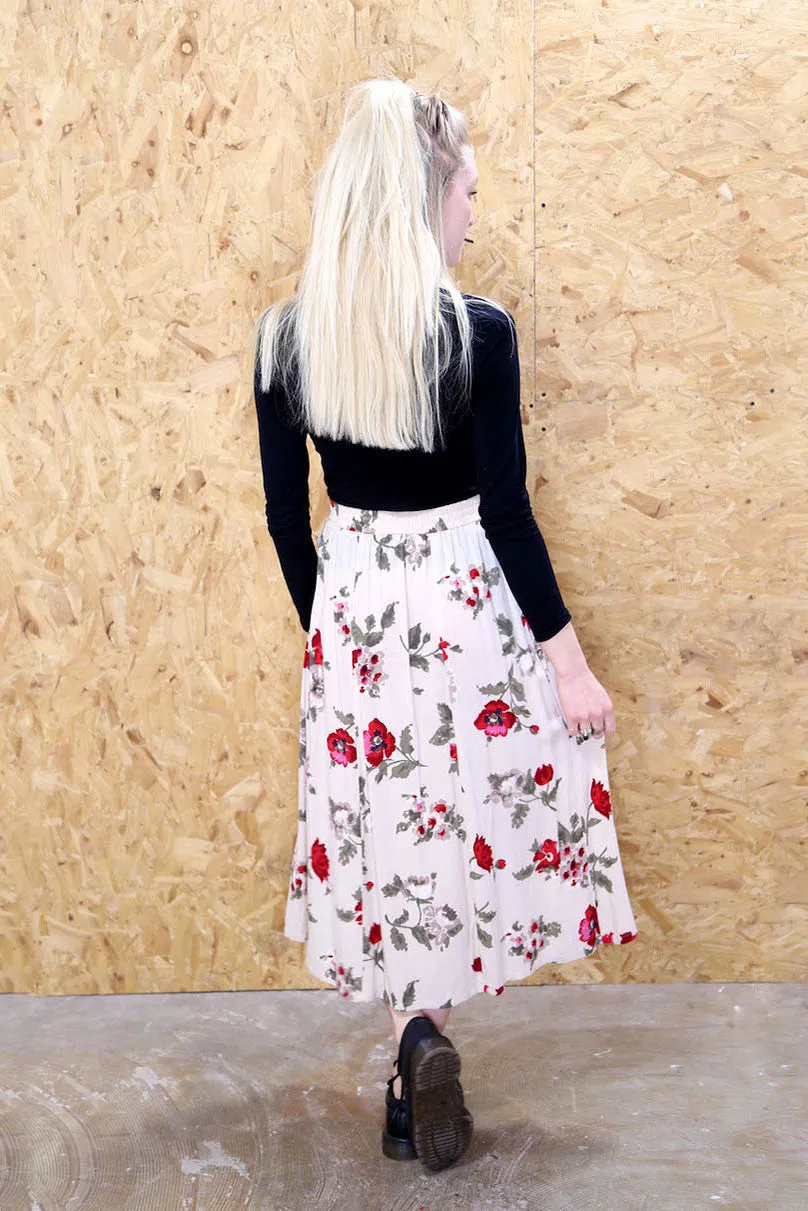 90s Button Down Floral Maxi Skirt