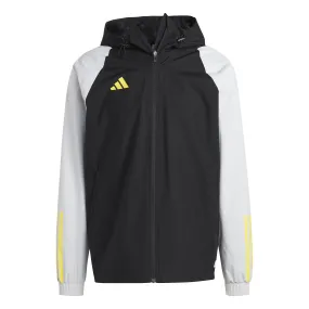 ADIDAS TIRO 23 COMPETITION ALL WEATHER JACKET BLACK TEAM LIGHT GREY IMPACT YELLOW
