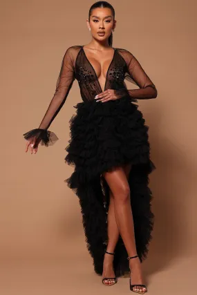 Adrina Tulle High Low Dress - Black