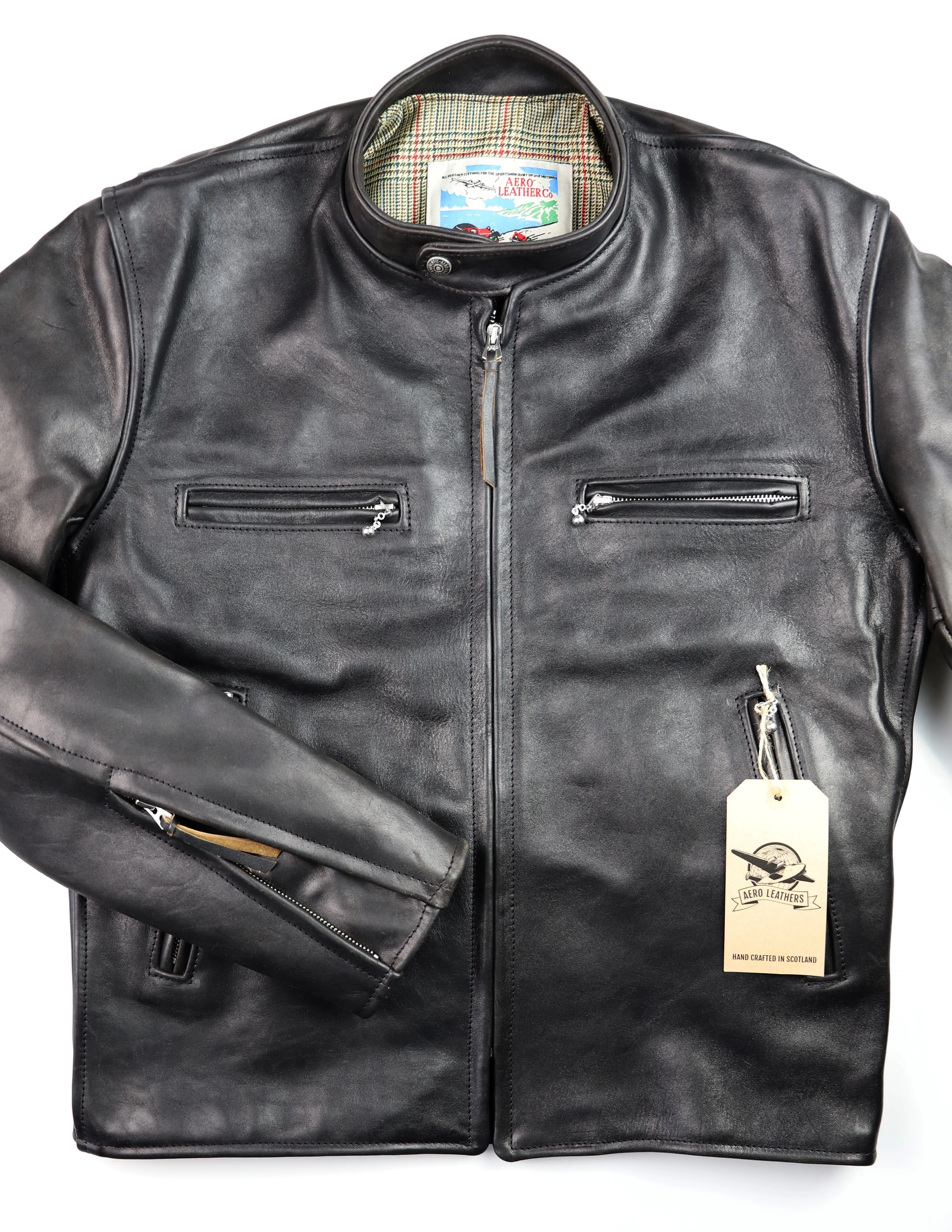 Aero Cafe' Racer, size 42, Tumbled Black CXL Horsehide