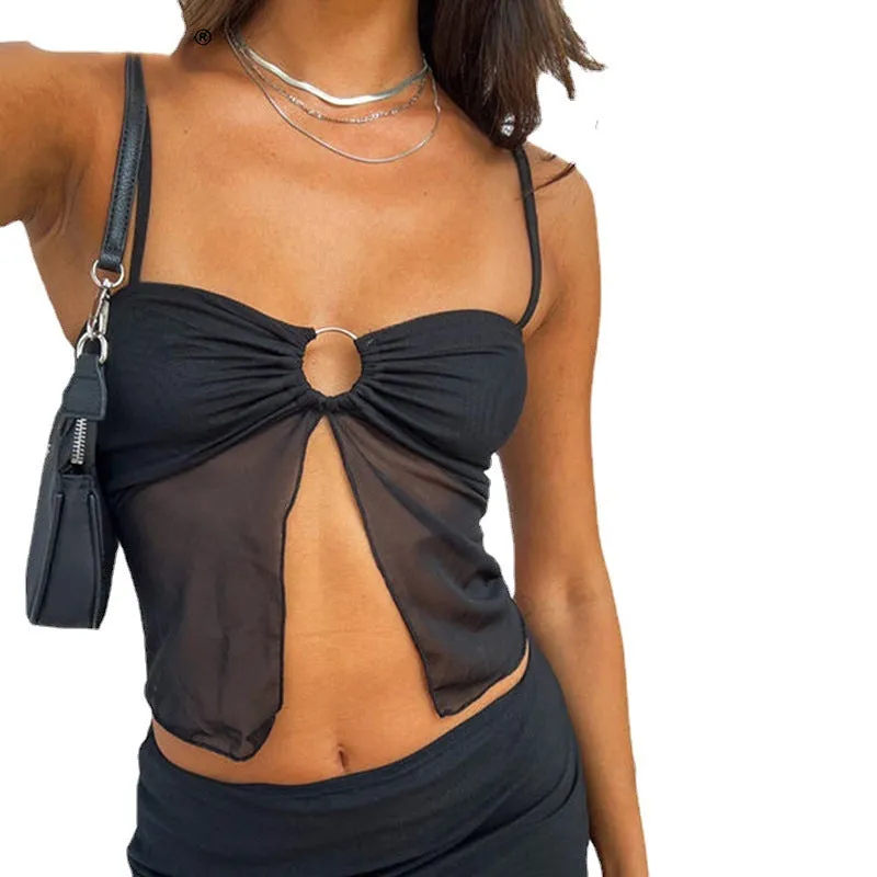 Aiertu going out outfits New Design Hollow-out Hot Girl Style Backless Tube Top Camisole Top for Women