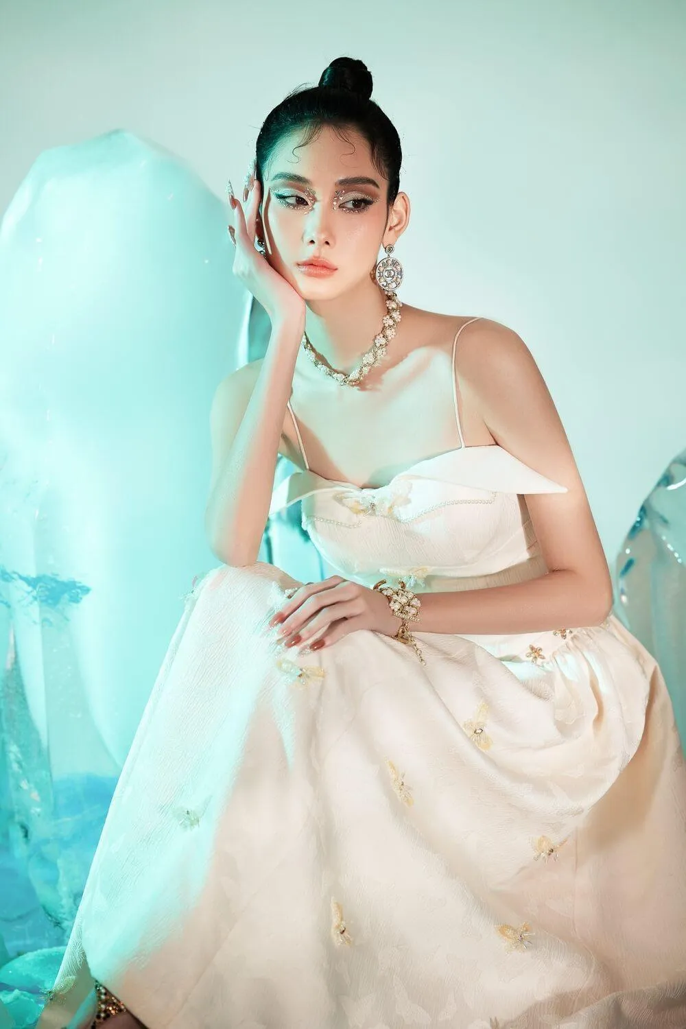 Allure Fit and Flare Camisole Brocade Midi Dress