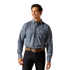 Ariat Men's Eddie Aztec Print Long Sleeve Navy Blue Shirt