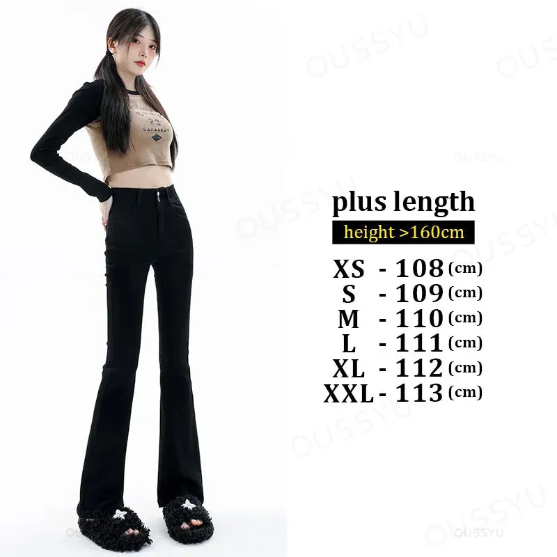 ARWEN & AJH GROUP مجموعه اروين Women Jeans Cotton Denim Flared Pants Elastic Force Vintage Streetwear High Waist Slim Mom Harajuku Trousers Plus Length