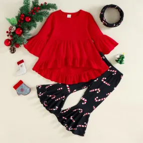 Baby Girls Christmas Autumn/Winter Top   Flared Pants Set Wholesale Girls Clothes