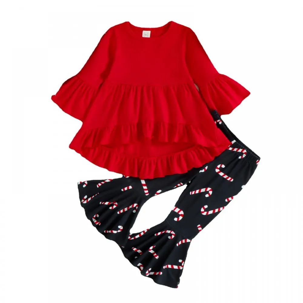 Baby Girls Christmas Autumn/Winter Top   Flared Pants Set Wholesale Girls Clothes
