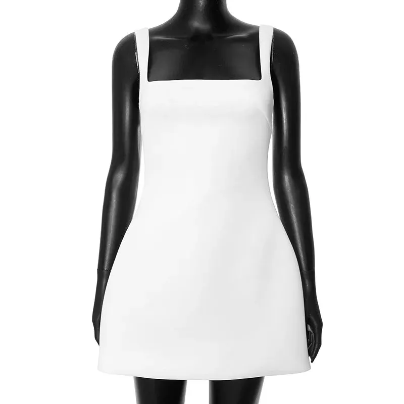 Back To School Joskaa hoco dresses Suspender Big Backless Sexy Dress For Women Slim Solid Sexy Sleeveless Elegant Splice Female Party Evening Short Dress