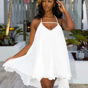 Backless Spaghetti Strap Big Swinging Chiffon Dresses