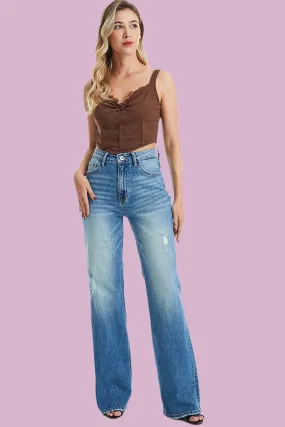 BAYEAS Full Size Ultra High-Waist Gradient Bootcut Jeans
