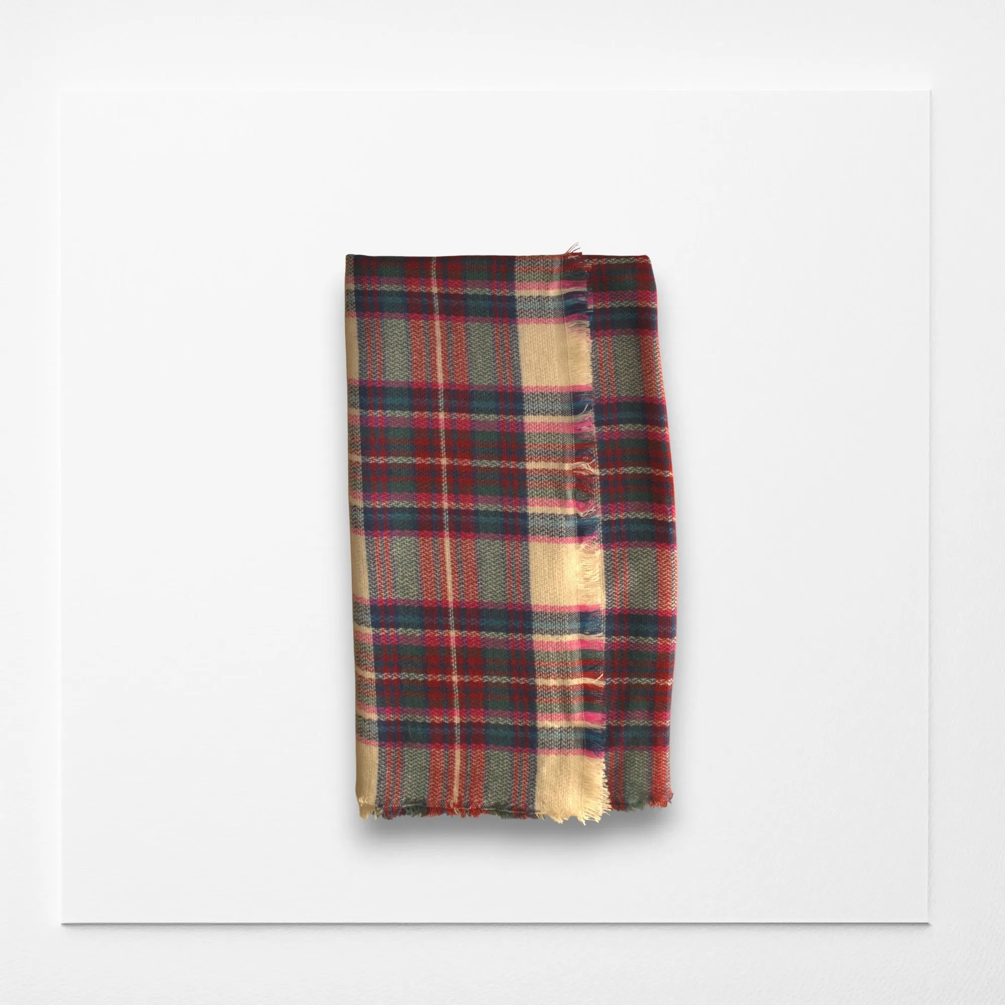 Beige Red and Green Blanket Scarf/ Plaid blanket scarf/ Beige plaid scarf/ Women Scarf/ Gift Shawl