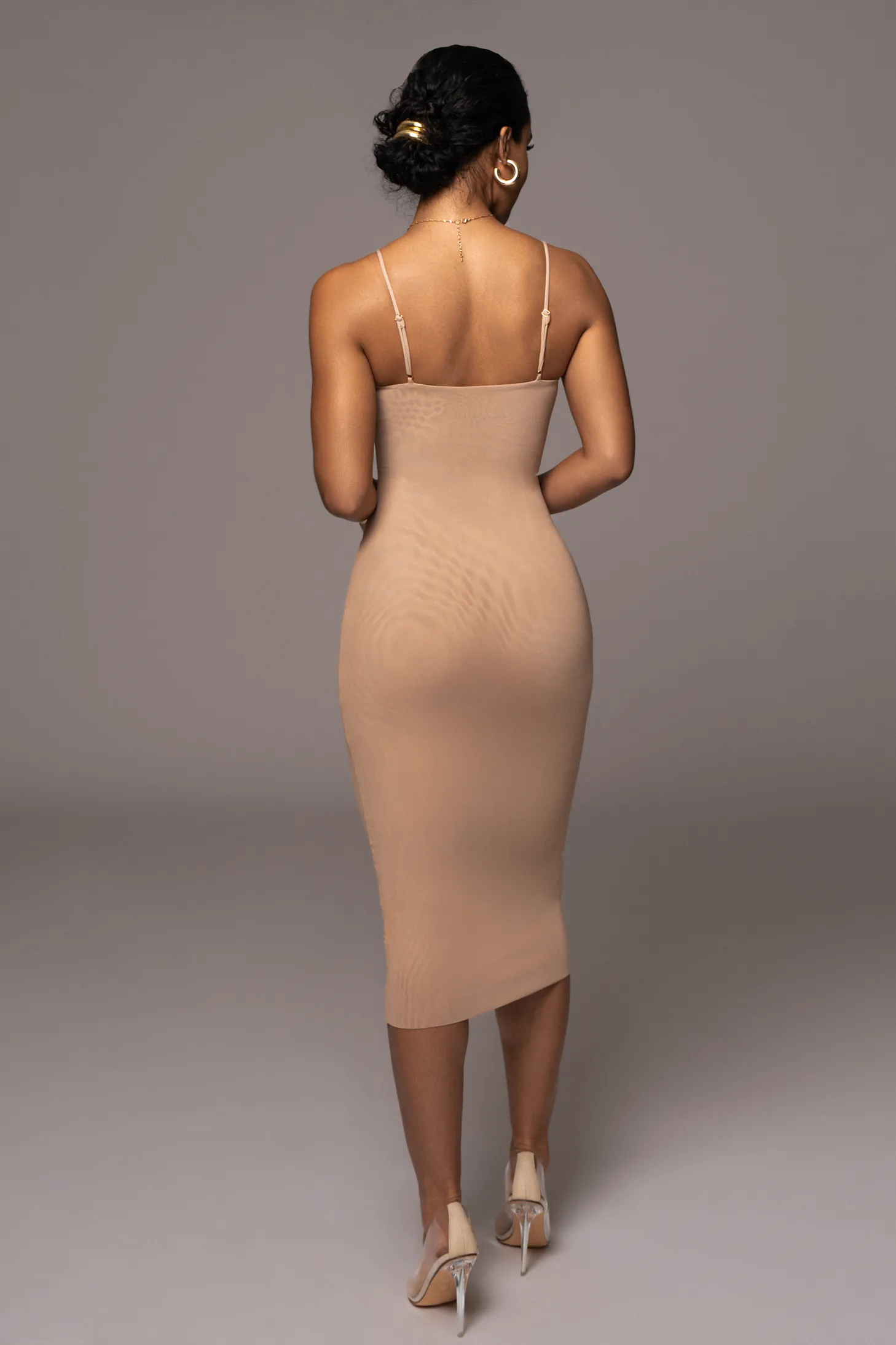 Beige Rochelle Mesh Midi Dress
