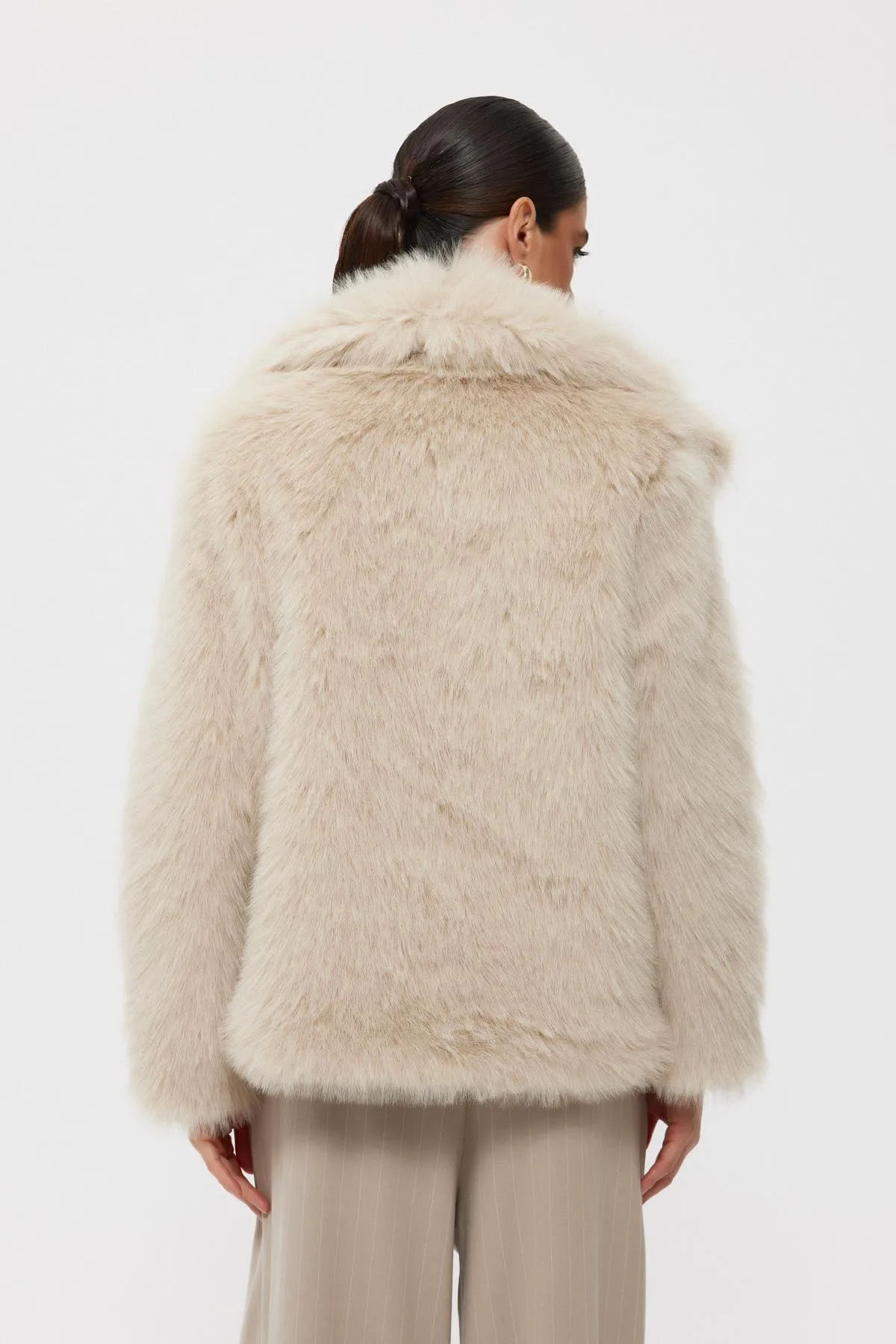 Beige Short Faux Fur Jacket