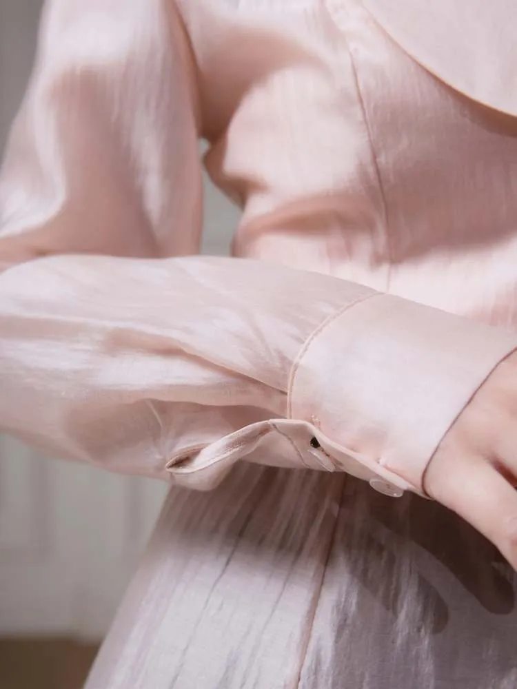 Big Collar Sheer Shirt & Camisole【s0000007879】