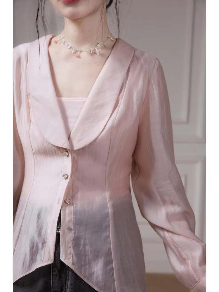 Big Collar Sheer Shirt & Camisole【s0000007879】
