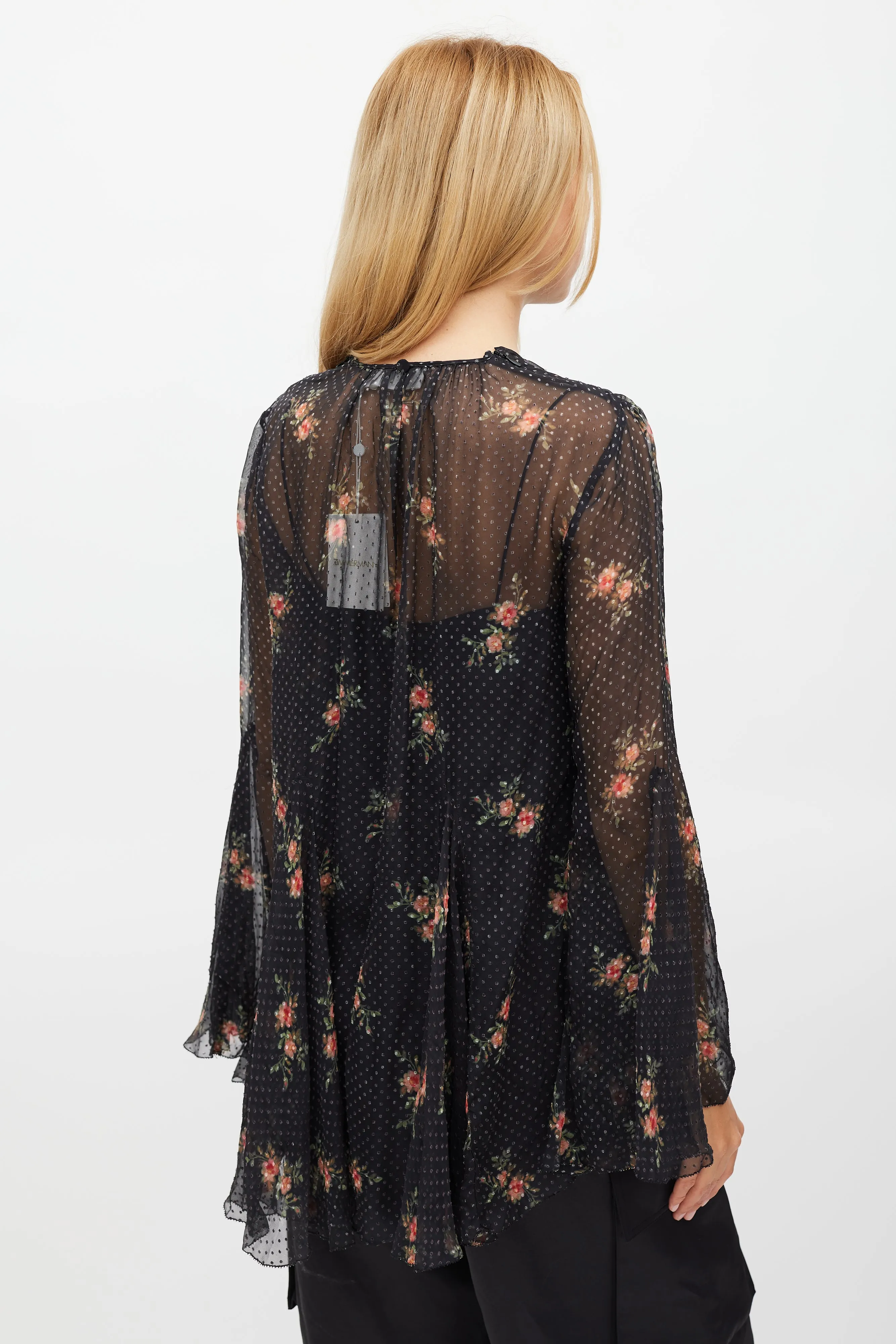 Black & Multi Colour Floral Folly Godet Top