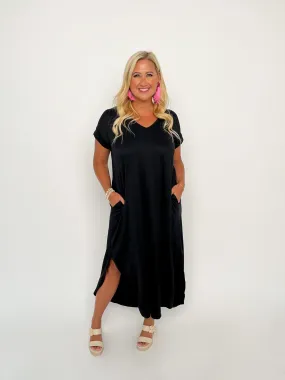 Black Jersey Knit Maxi Dress