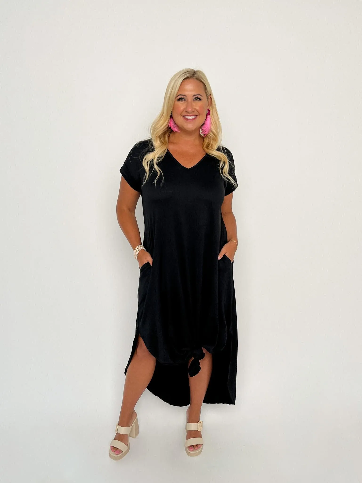 Black Jersey Knit Maxi Dress