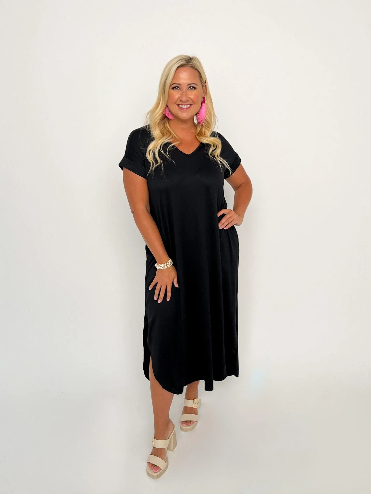 Black Jersey Knit Maxi Dress