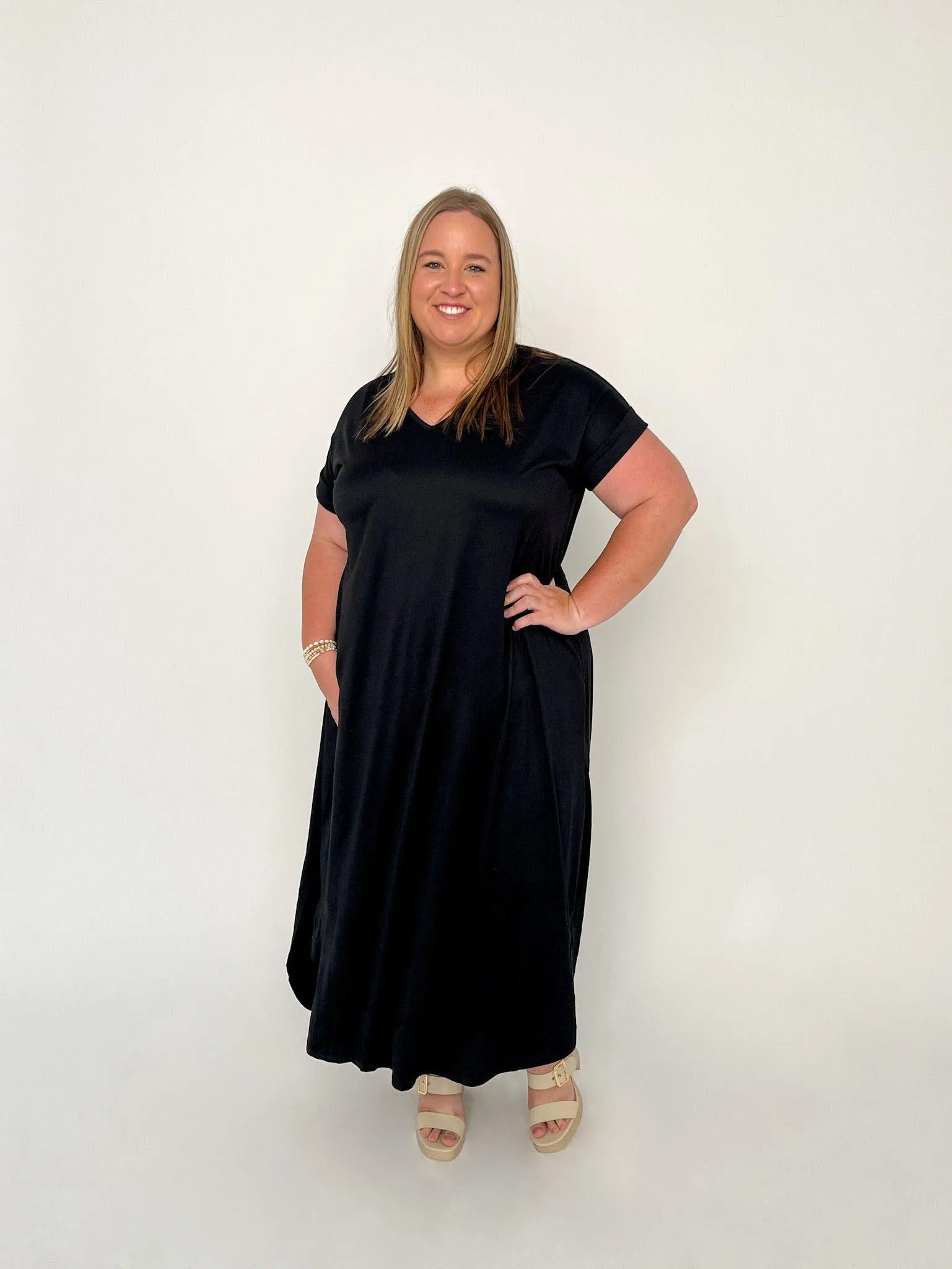 Black Jersey Knit Maxi Dress