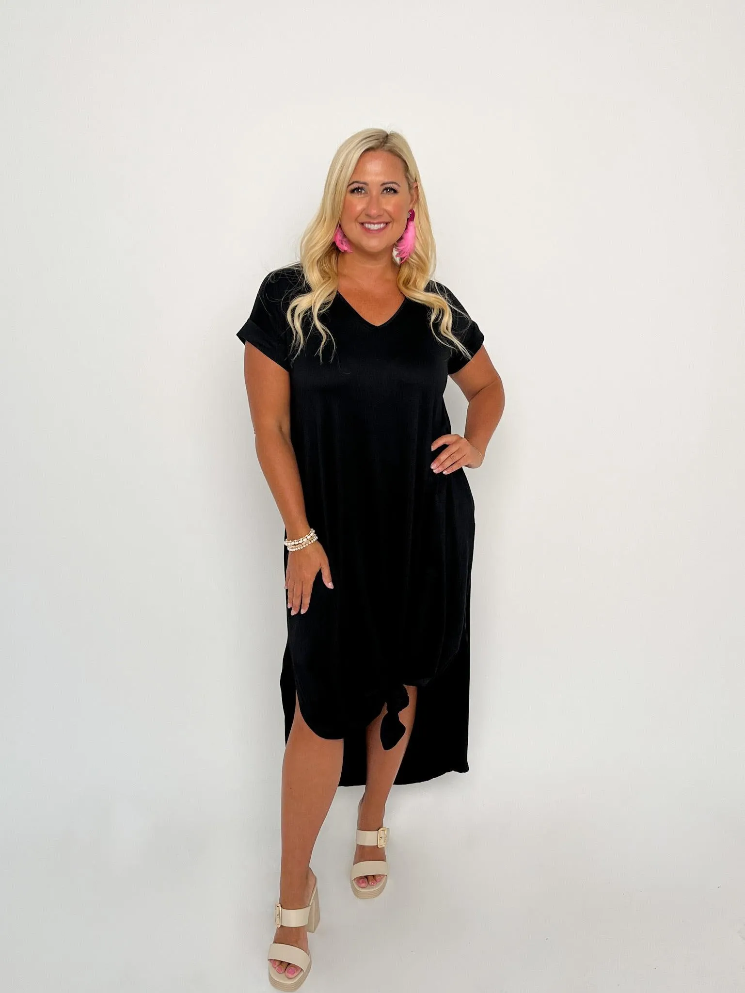Black Jersey Knit Maxi Dress