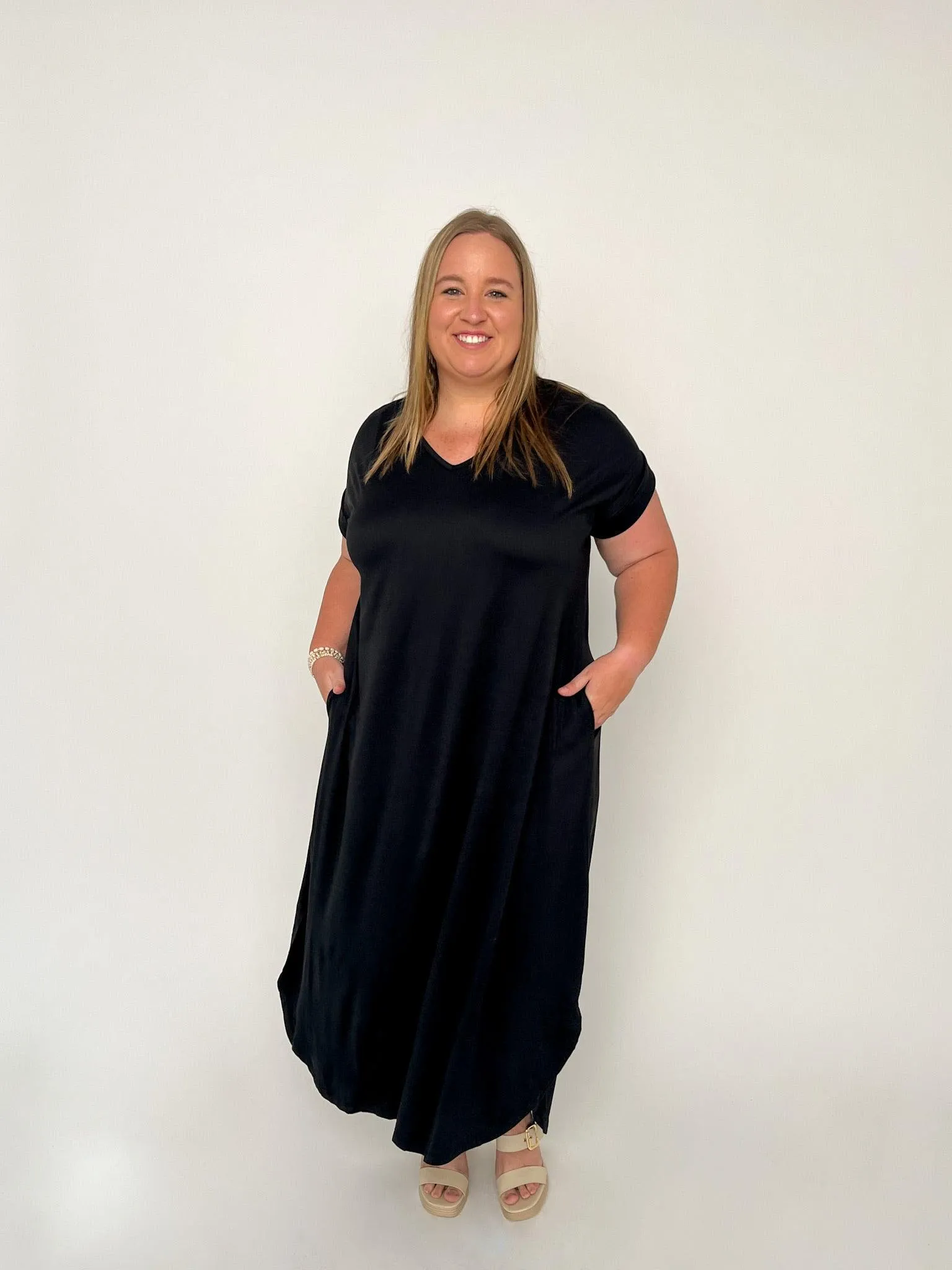 Black Jersey Knit Maxi Dress