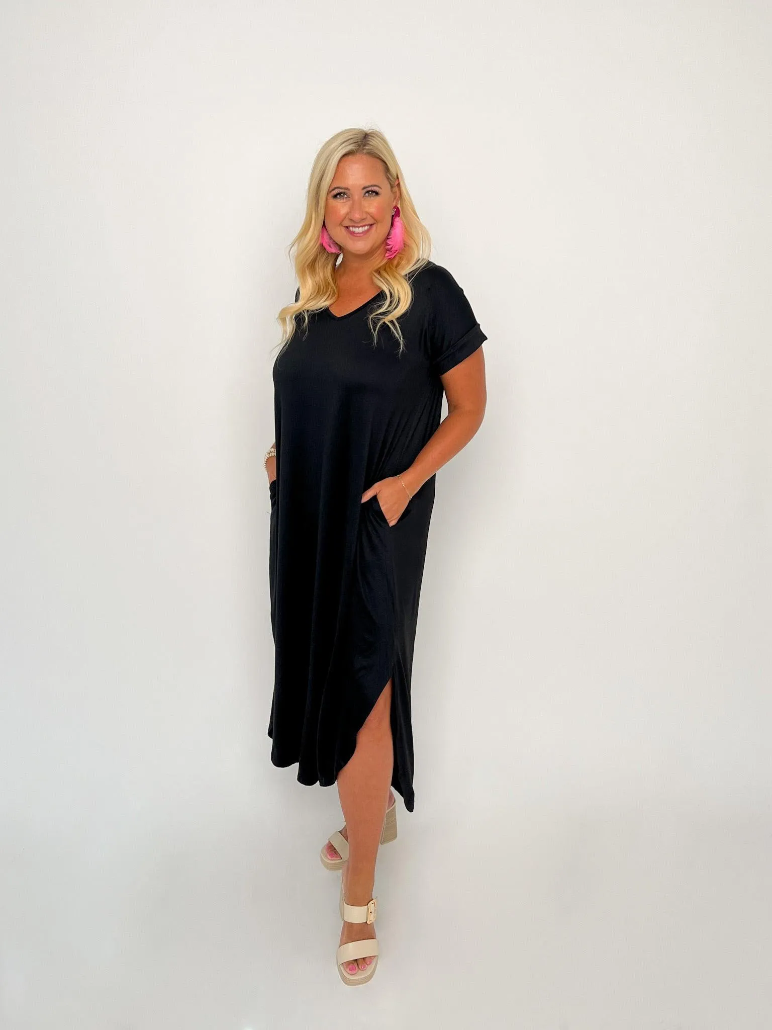 Black Jersey Knit Maxi Dress