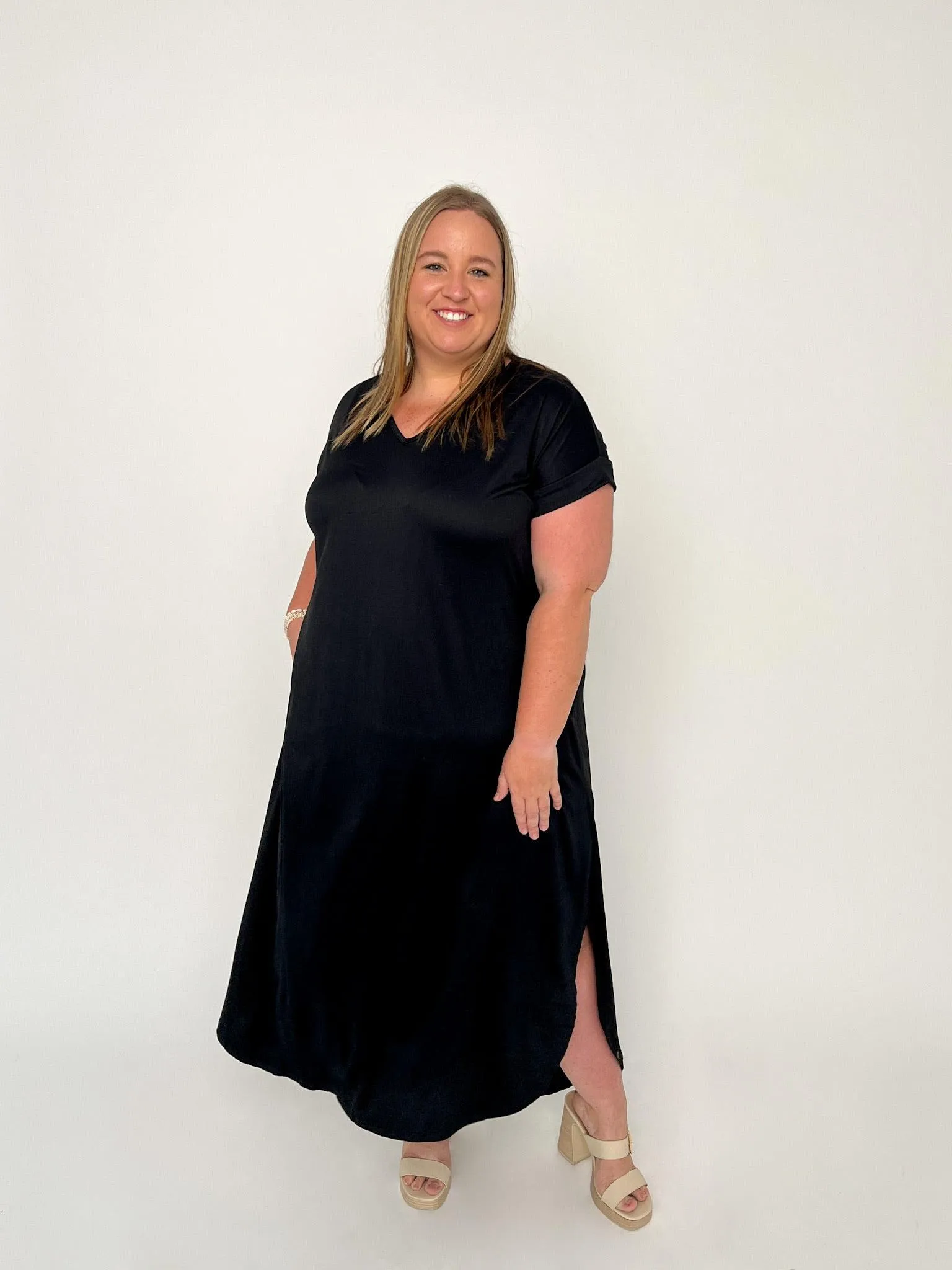 Black Jersey Knit Maxi Dress