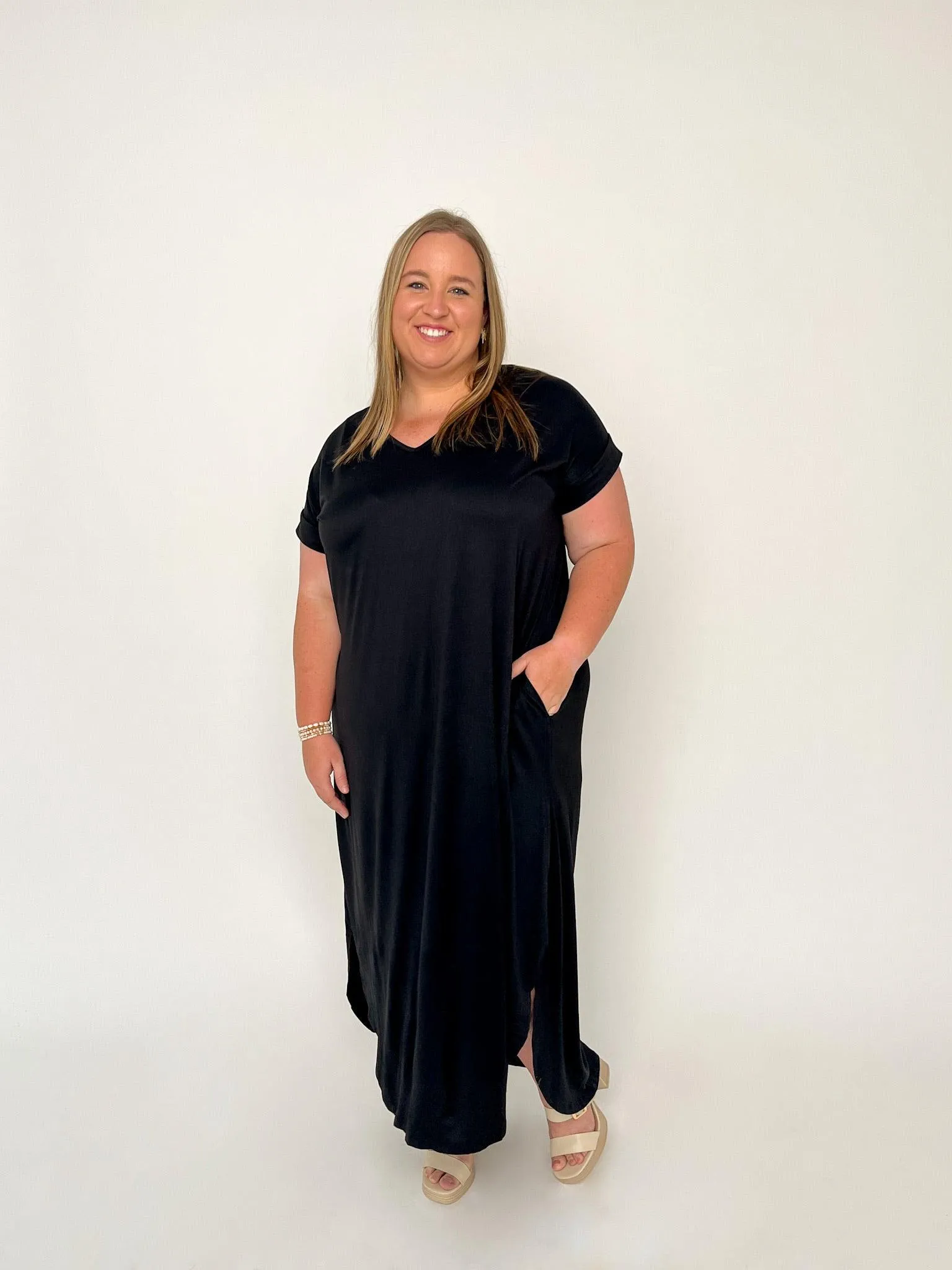 Black Jersey Knit Maxi Dress