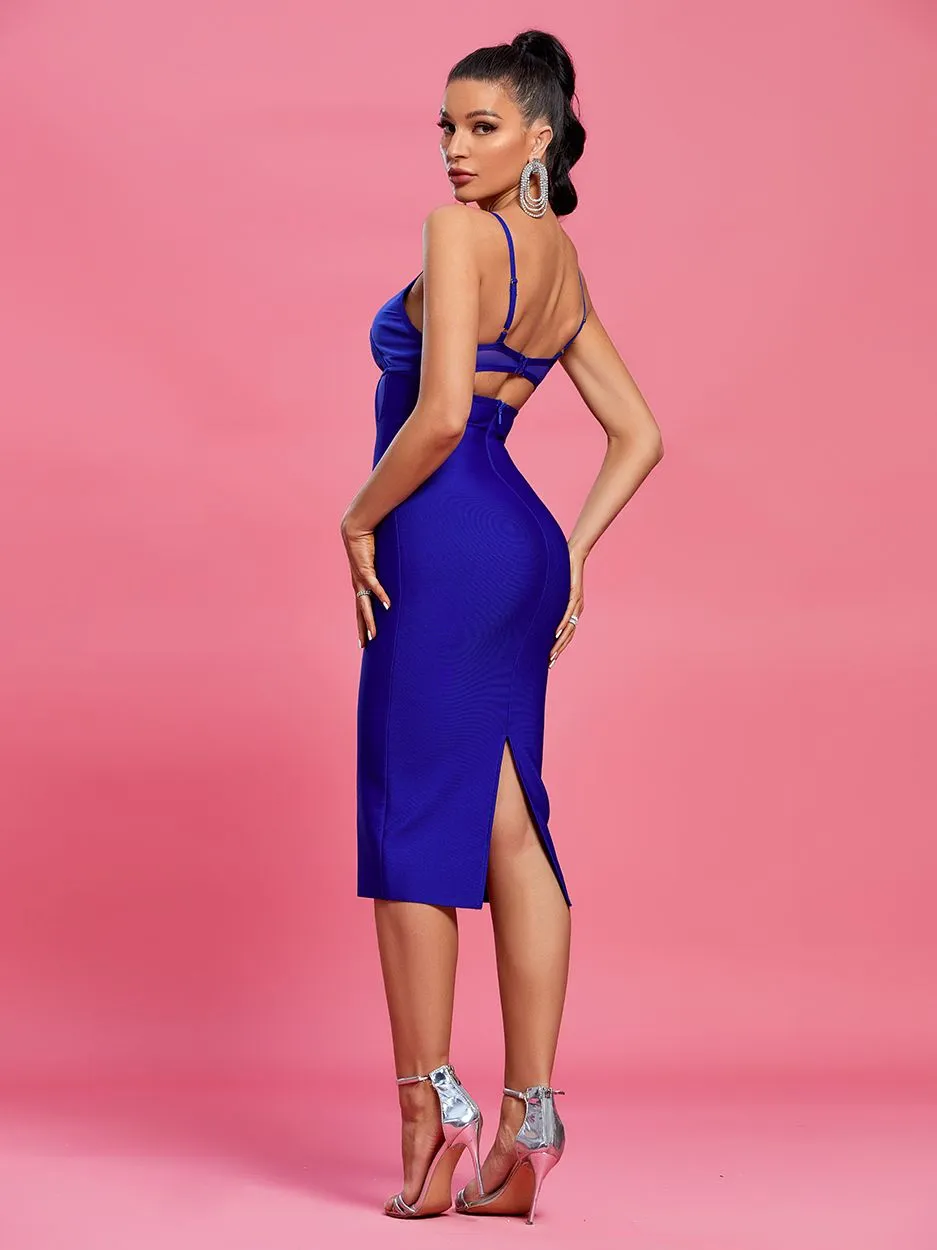 Blue Midi Bandage Dress