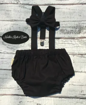 Boys Black Cake Smash Outfit, 1st Birthday Outfit