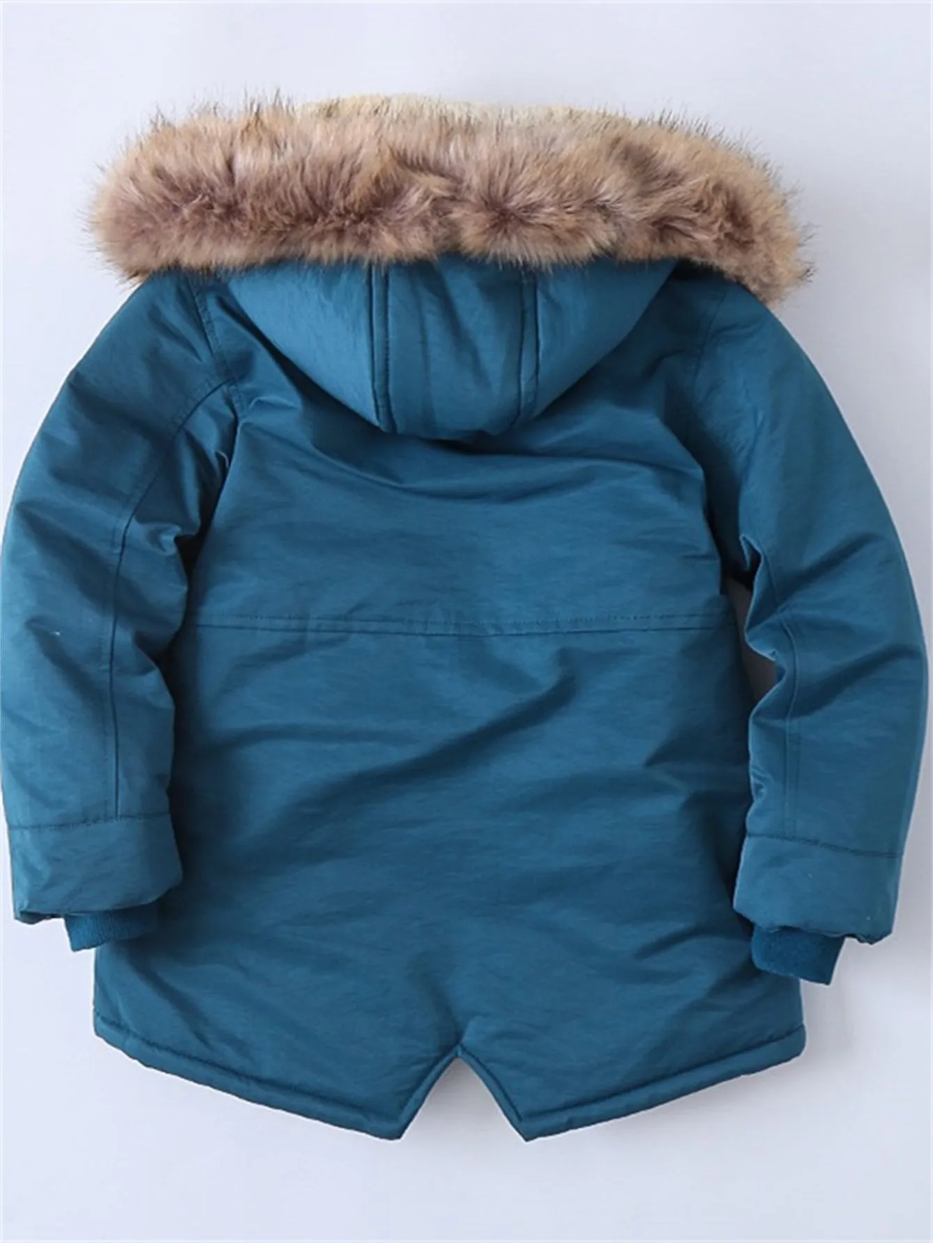 Boys Hooded Small Slit Plush Cotton Jacket
