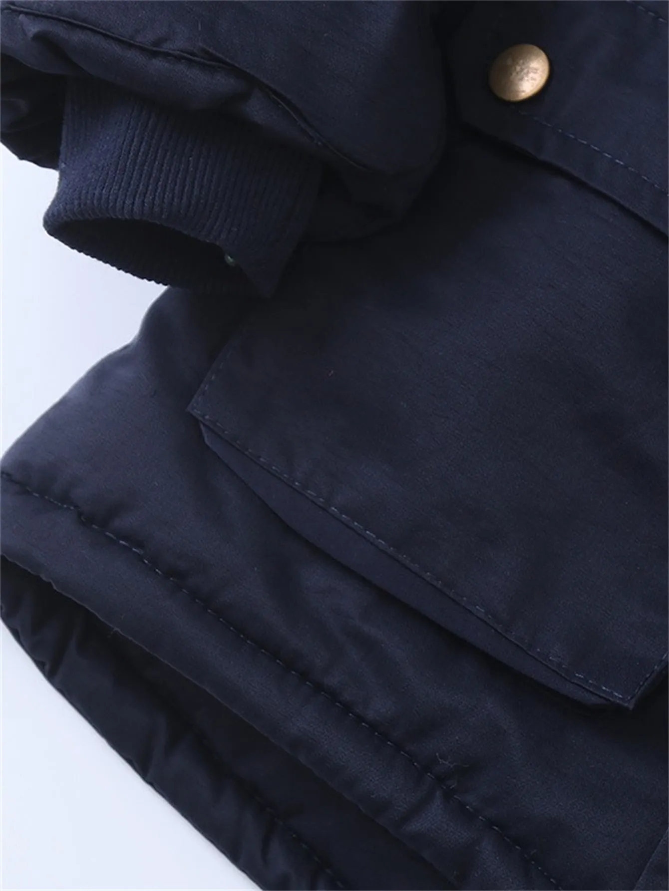 Boys Hooded Small Slit Plush Cotton Jacket