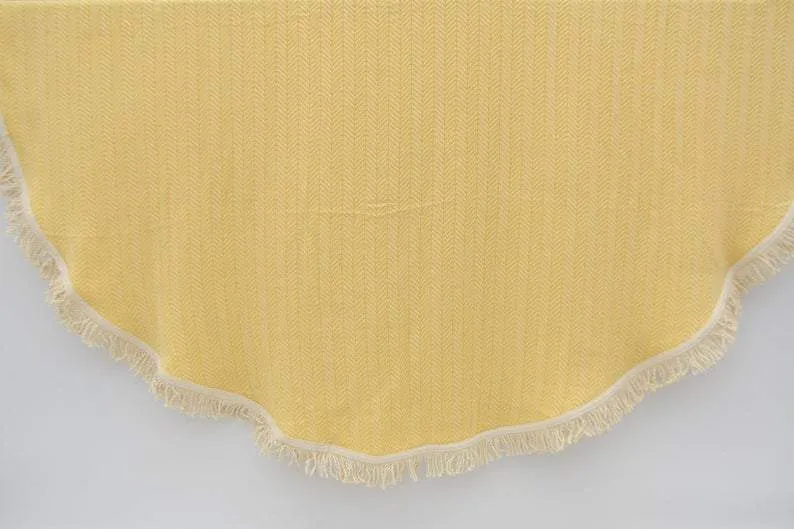 Bright Yellow 100% Cotton Round Beach Towel