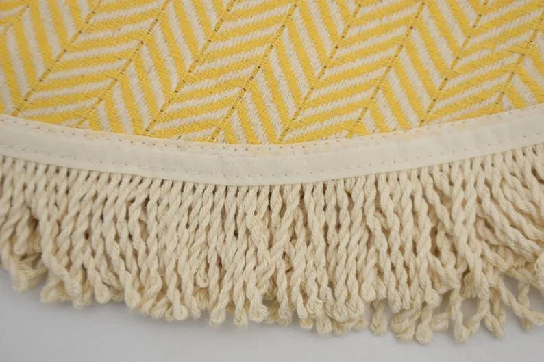 Bright Yellow 100% Cotton Round Beach Towel