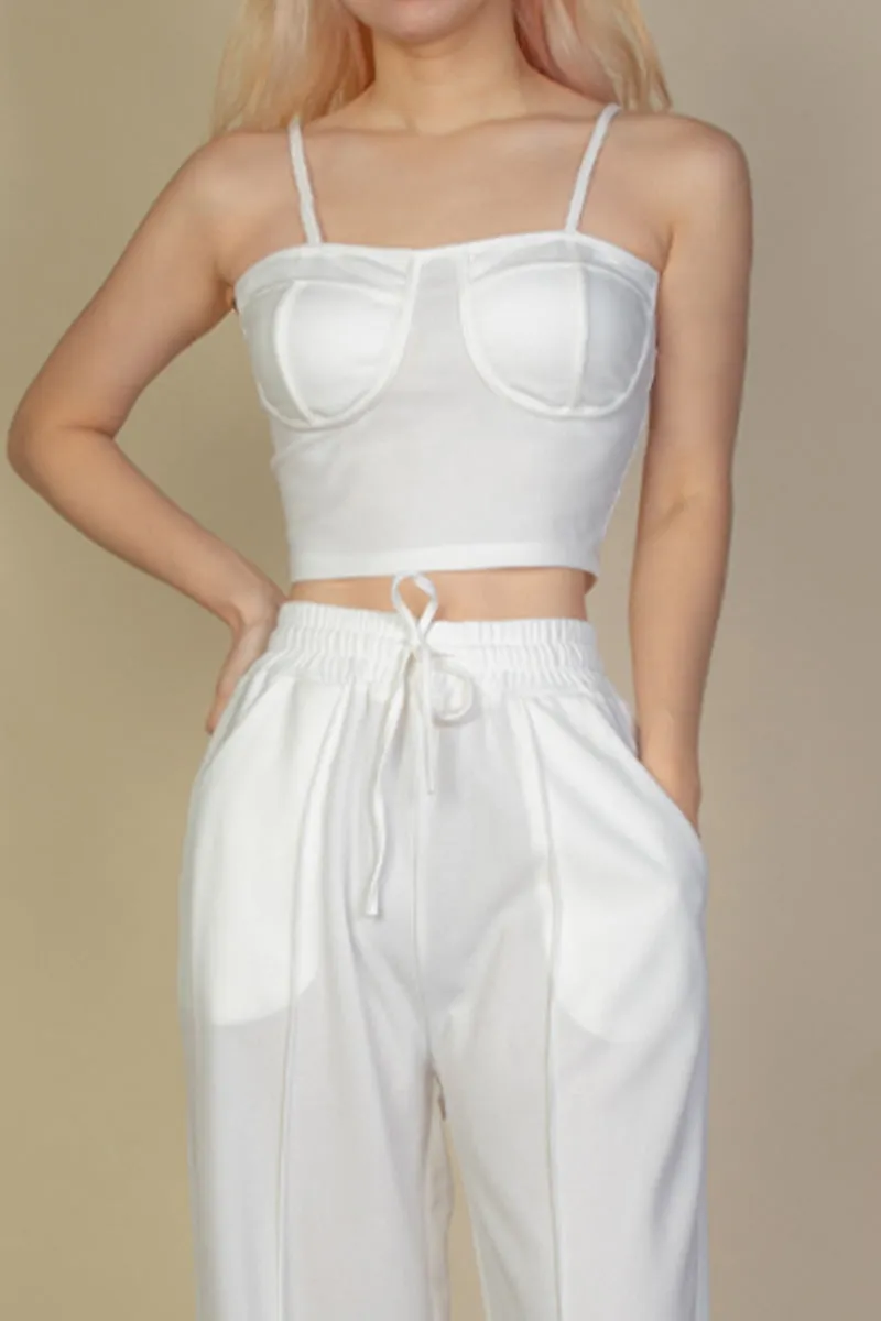 Bustier Crop Cami Top & Slant Pocket Straight Pants (CAPELLA)