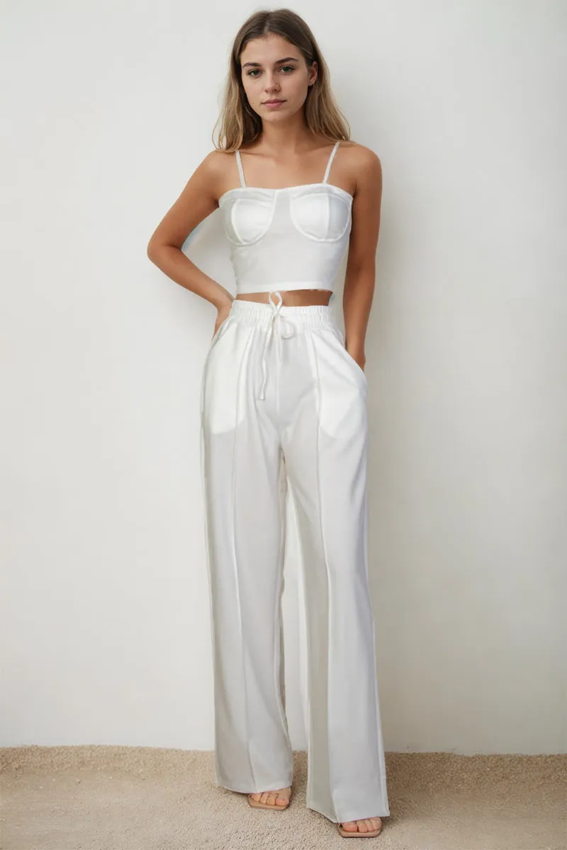 Bustier Crop Cami Top & Slant Pocket Straight Pants (CAPELLA)