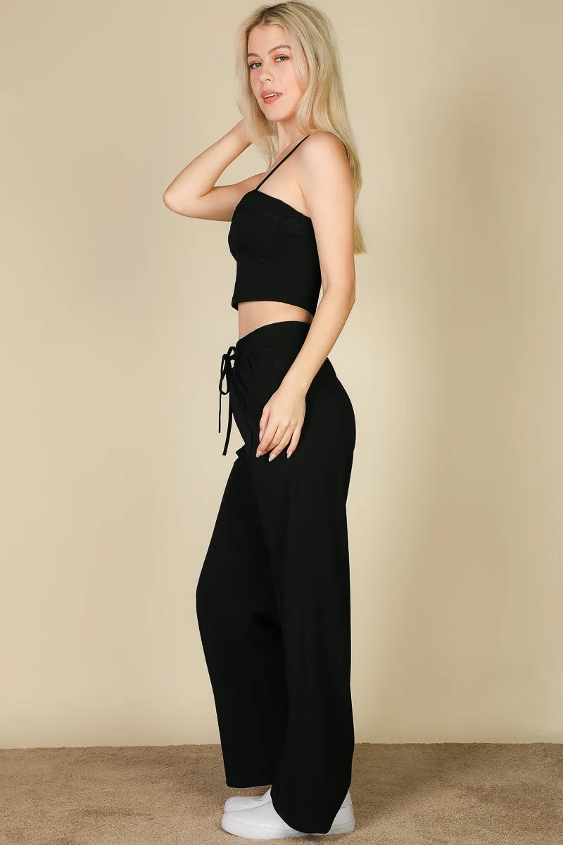 Bustier Crop Cami Top & Slant Pocket Straight Pants (CAPELLA)